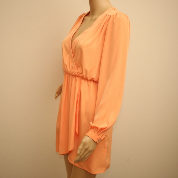 NEW Tobi Pastel Orange Faux Wrap Tunic Dress S - Picture 5 of 8